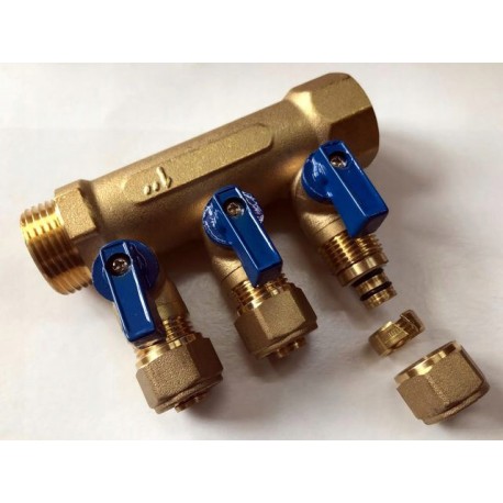 PEX ROZDZIELACZ 1"x16 - 3 OBWODY DO ZIMNEJ WODY