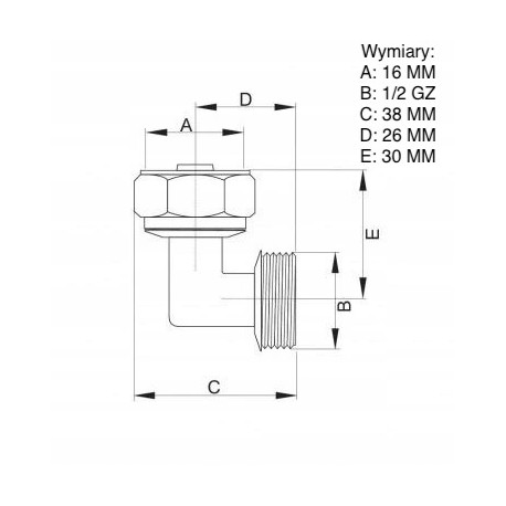 PEX KOLANO 16X1/2 GZ