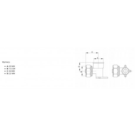 PEX KOLANO Z ŁAPKAMI 20X1/2 GW