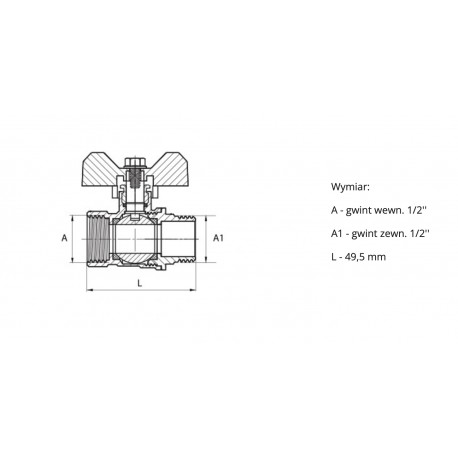 ZAWÓR KULOWY 1/2 WZ MOTYL PN16