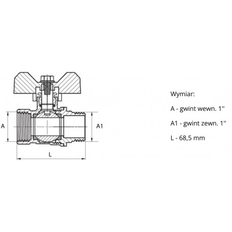 ZAWÓR KULOWY 1 WZ MOTYL PN16