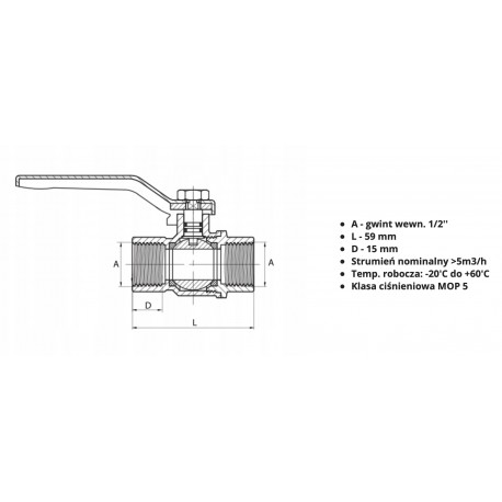 ZAWÓR DO GAZU 1/2 WW RĄCZKA