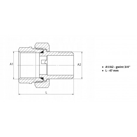 ŚRUBUNEK MOSIĘZNY 3/4 ORING