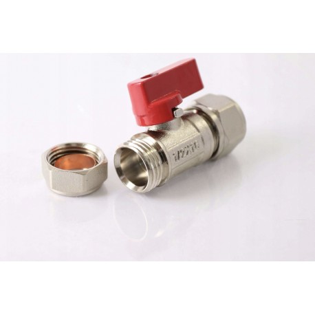 ZAWÓR KULOWY 15X16 MM CONEX PEX ADAPTER CZERWONY