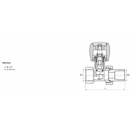 ZAWÓR GRZEJNIKOWY ZASILAJĄCY PROSTY 1/2