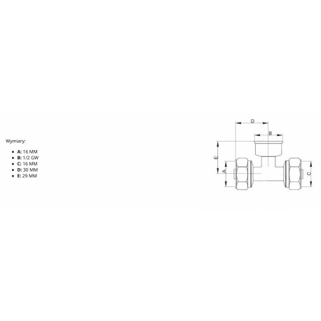 PEX TRÓJNIK 16X1/2X16 MM GW