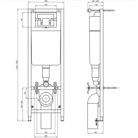 STELAŻ PODTYNKOWY DO MISKI WISZĄCEJ + PRZYCISK