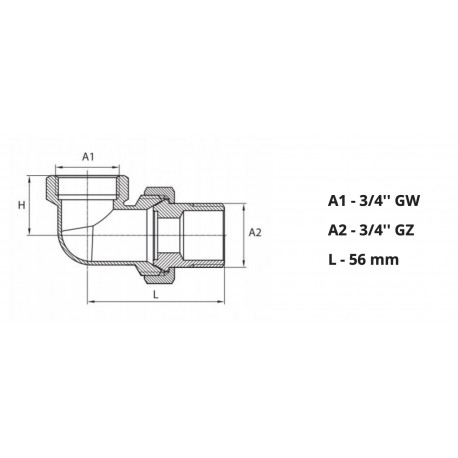 ŚRUBUNEK KĄTOWY MOSIĘZNY 3/4 STOŻEK