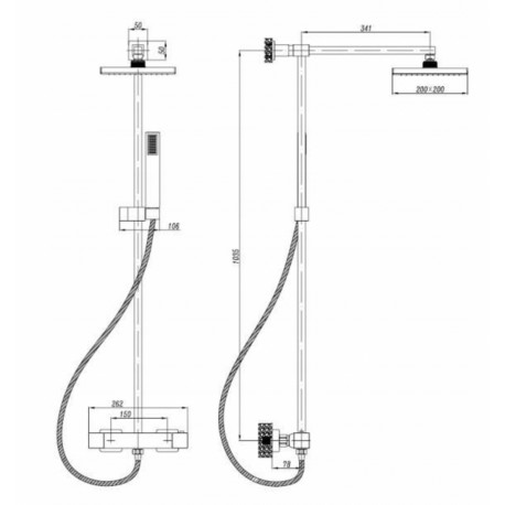 KOMPLET NATRYSKOWY Z DESZCZOWNIĄ KWADRATOWĄ PAN-52