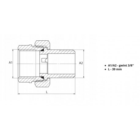ŚRUBUNEK MOSIĘZNY 3/8 ORING