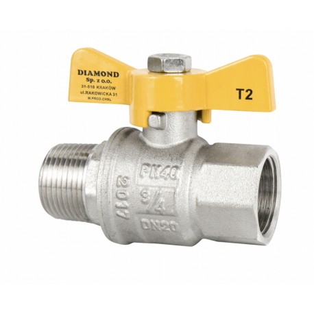 ZAWÓR KULOWY MOTYL DO INSTALACJI GAZOWYCH 1/2' GW-GZ