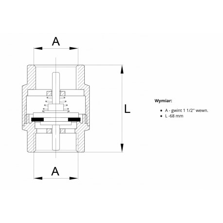 ZAWÓR ZWROTNY MOSIĘŻNY 1 1/2 CALA Z PLASTIKOWYM BOLCEM