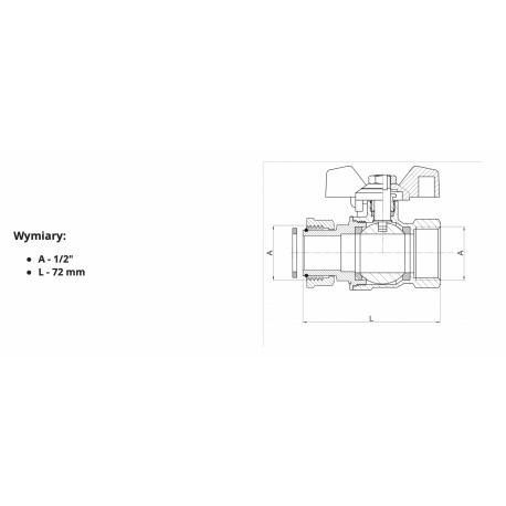 ZAWÓR KULOWY ZE ŚRUBUNKIEM WEWNĘTRZNYM MOTYL 3/4 CALA WZMOCNIONY PN30 HISZPAN