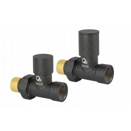 ZESTAW ZAWORÓW GRZEJNIKOWYCH PROSTY ANTRACYT