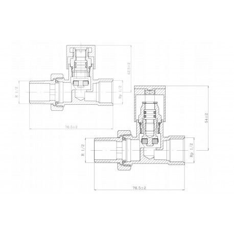 ZESTAW ZAWORÓW GRZEJNIKOWYCH PROSTY ANTRACYT