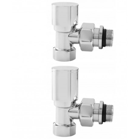 ZESTAW ZAWORÓW GRZEJNIKOWYCH KĄTOWY CHROM PREMIUM