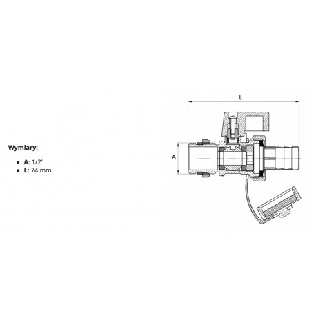 ZAWÓR KULOWY SPUSTOWY 1/2 Z MOTYLKIEM CHROM