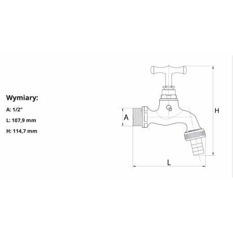 ZAWÓR CZERPALNY 1/2" OGRODOWY DO WĘŻA CHROM