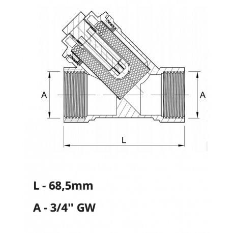 FILTR DO WODY SKOŚNY SIATKOWY Z WKŁADEM MAGNETYCZNYM 3/4"