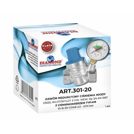 REDUKTOR CIŚNIENIA WODY Z CIŚNIENIOMIERZEM 3/4
