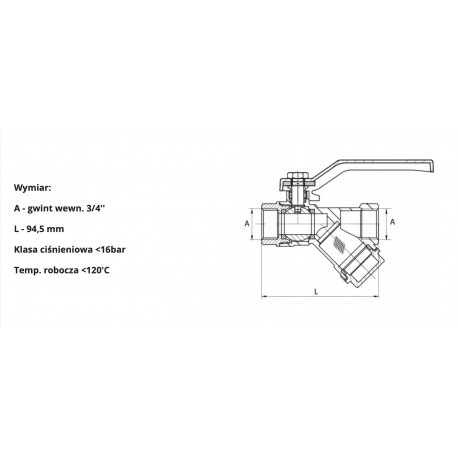 ZAWÓR KULOWY Z FILTREM 3/4" Z DŁAWICĄ GWxGW