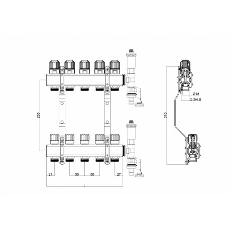 ROZDZIELACZ Z ZAWORAMI REGULUJĄCYMI 12 OBWODÓW