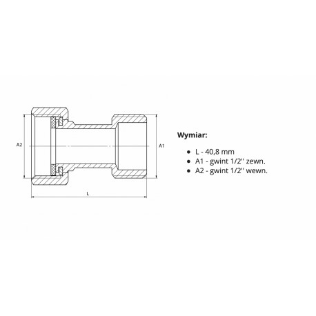 PÓŁŚRUBUNEK MOSIĘŻNY 1/2 X 1/2 CALA