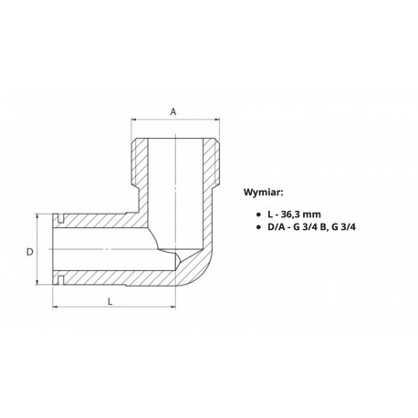 PÓŁŚRUBUNEK KĄTOWY MOSIĘŻNY 3/4 X 3/4 CALA