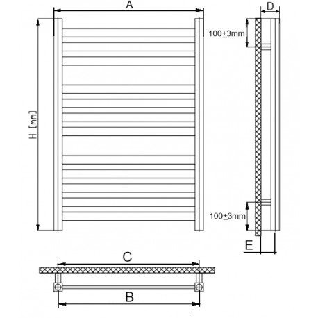 GRZEJNIK ŁAZIENKOWY BIAŁY 530 X 1150 19 ŻEBEREK
