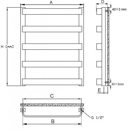 GRZEJNIK ŁAZIENKOWY BIAŁY 540 X 1270 9 ŻEBEREK
