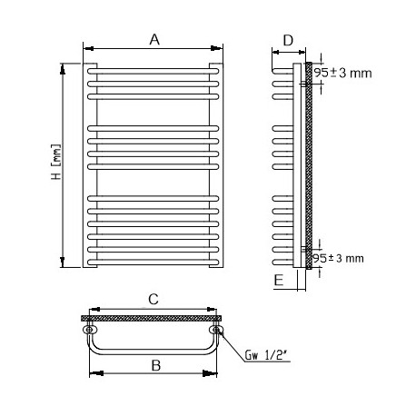 GRZEJNIK ŁAZIENKOWY BIAŁY 550 X 940 17 ŻEBEREK