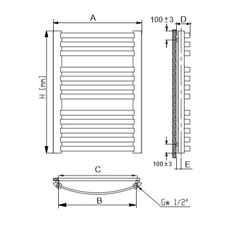 GRZEJNIK ŁAZIENKOWY BIAŁY 570 X 1550 26 ŻEBEREK