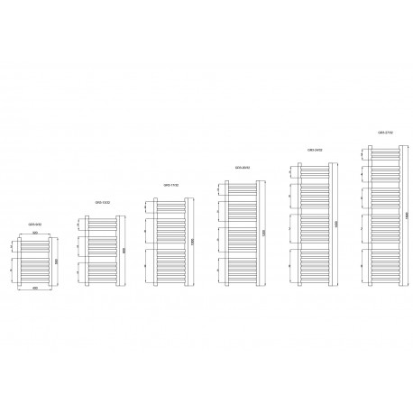 GRZEJNIK ŁAZIENKOWY ANTRACYT 570 X 1400 24 ŻEBEREK