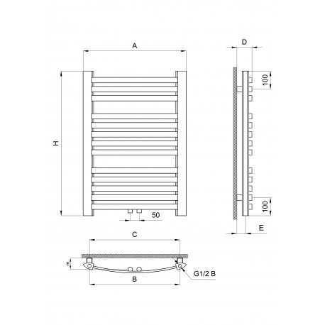 GRZEJNIK ŁAZIENKOWY V BIAŁY 470 X 800 13 ŻEBEREK