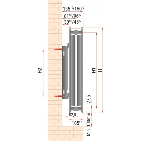 GRZEJNIK DEKORACYJNY STALOWY ZA ŻELIWNY 550X1200